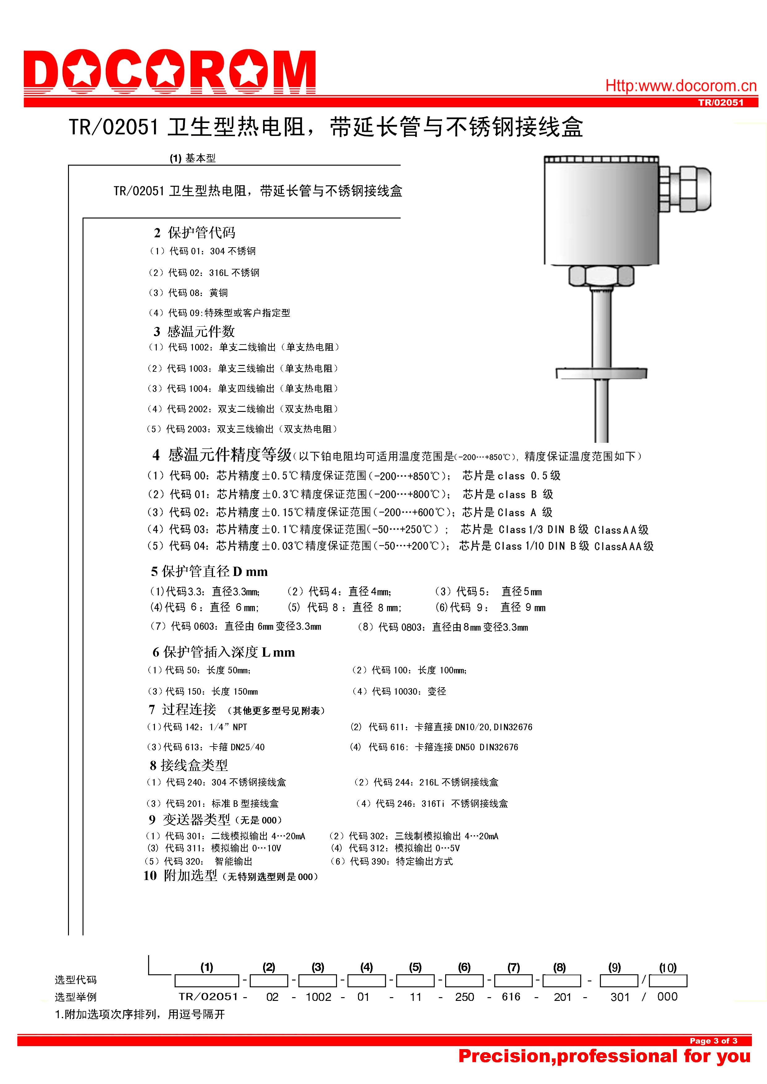 TR02051衛(wèi)生型熱電阻，帶延長管及不銹鋼接線盒-3.jpg
